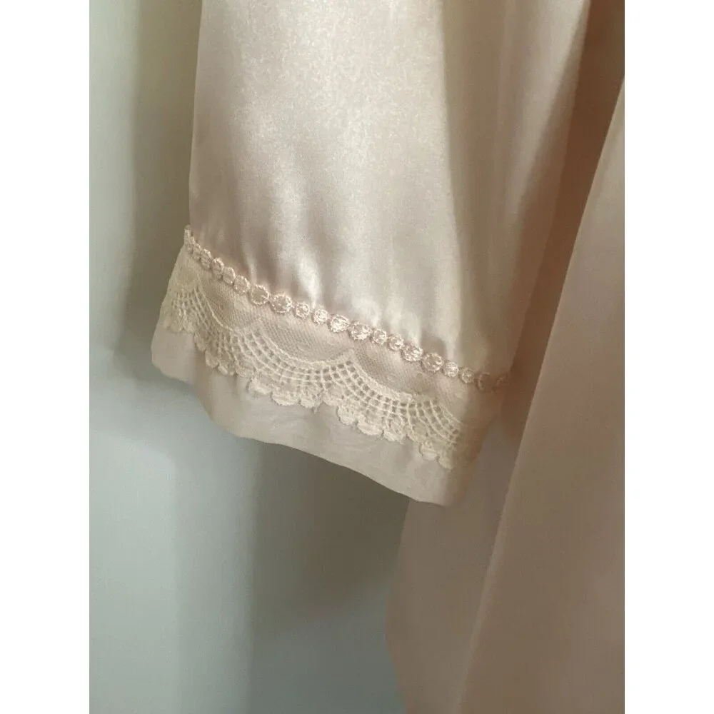 Vintage‎ Morgan Taylor Intimates Robe Pink Women's Size Large Lace Exc Condition